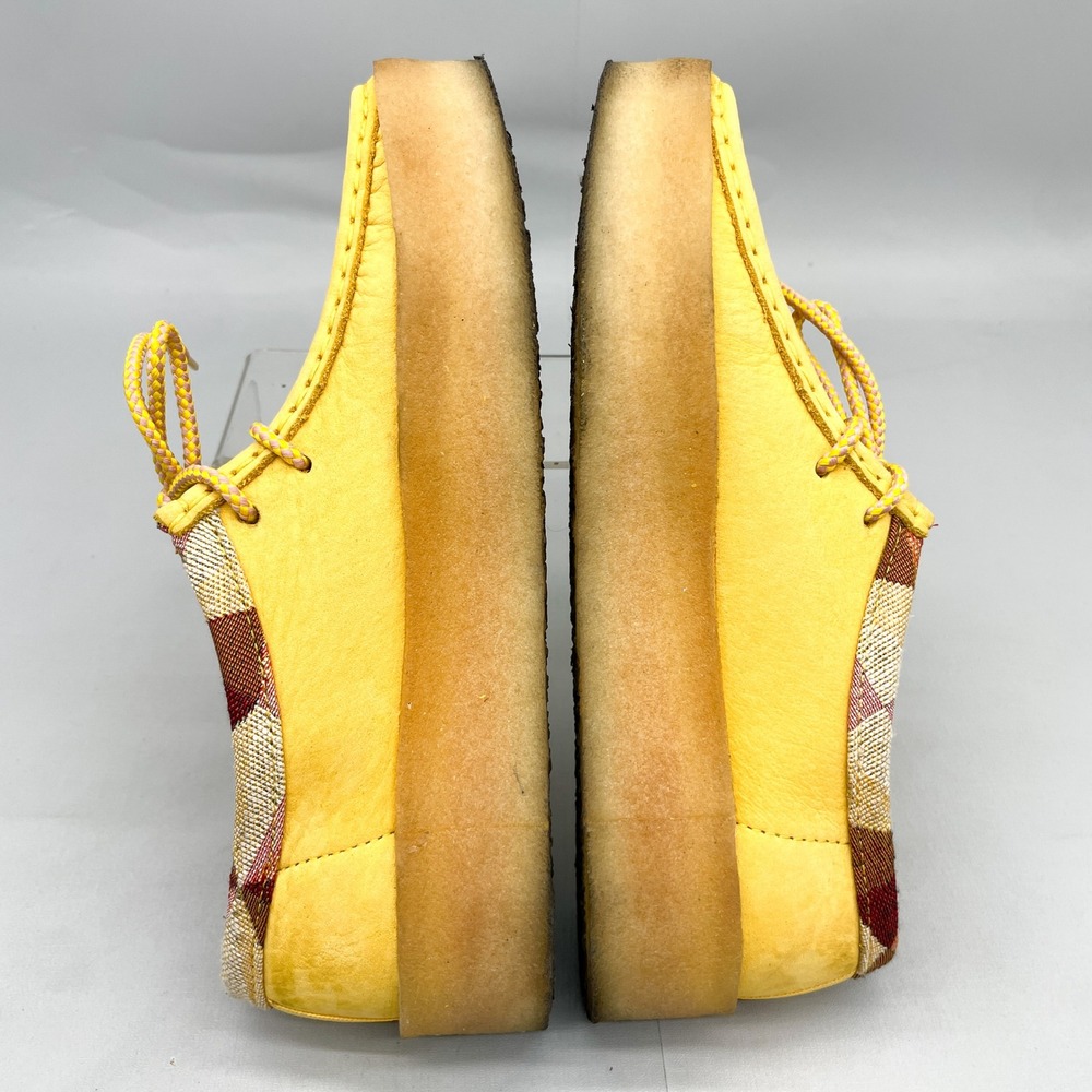 Clarks Womens 8.5 Originals Wallabee Cup Yellow Leather Plaid Trim Boho Moccasin - Picture 10 of 12